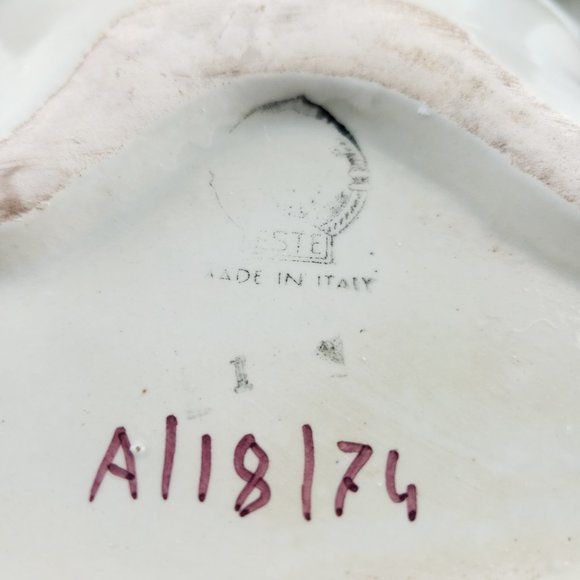 Este Italy Frog Planter Ceramic White Floral Hand Painted - Picture 9 of 10